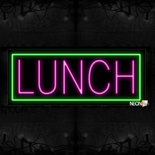 Image of Lunch In Pink With Green Border Neon Sign