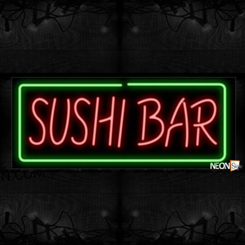 Image of 10202 sushi bar with border neon sign_13x32 Black Backing