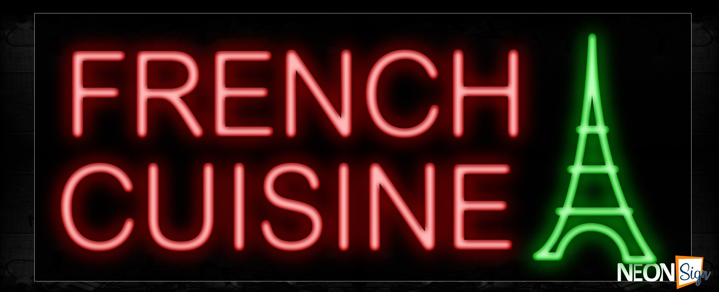 Image of 10242 French Cuisine in red with eifel tower Neon Sign_13x32 Black Backing