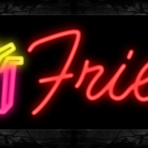 Image of 10245 Fries with logo Neon Sign 13x32 Black Backing