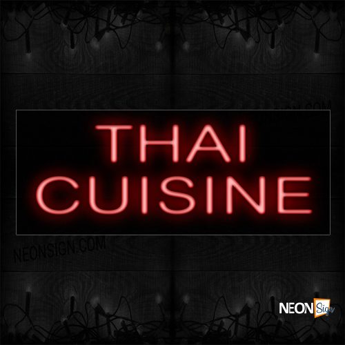 Image of 10300 Thai Cuisine In Red Neon Sign_13x32 Black Backing