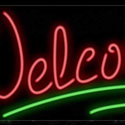 Image of Welcome With Green Border Neon Sign