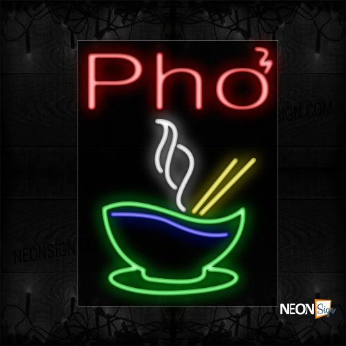 Image of 10392 Pho With Bowl Neon Sign_17x30 Contoured Black Backing