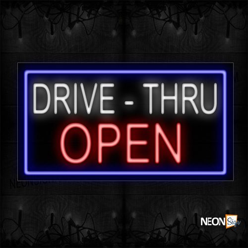 Image of 10414 Drive-Thru Open Neon Signs_20x37 Black Backing