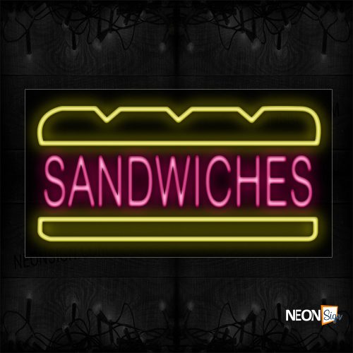 Image of Sandwiches With Yellow Bun Burger Neon Sign