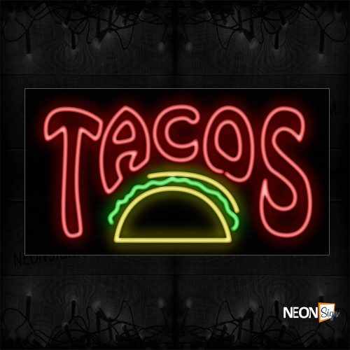 Image of Tacos With Taco Logo Neon Sign