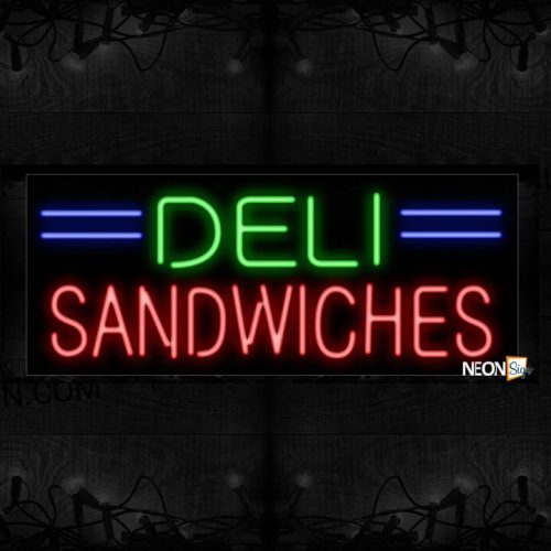 Image of Deli Sandwiches With Blue Borders Neon Sign
