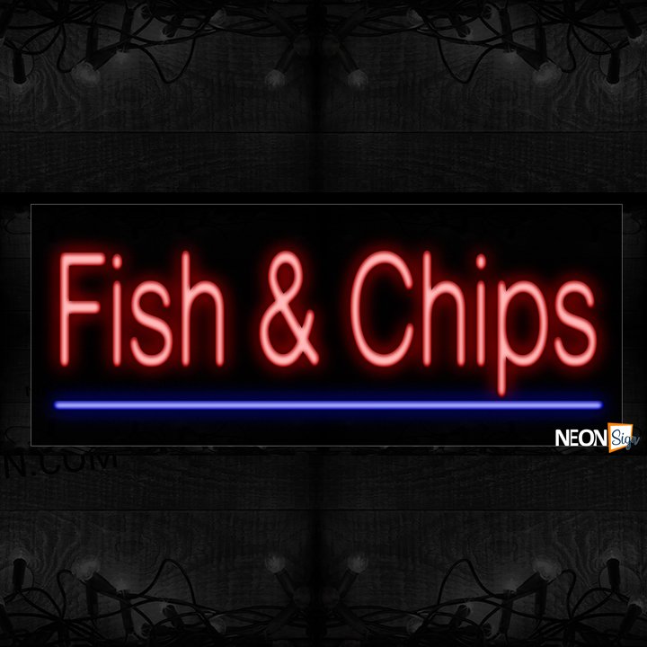 Image of Fish & Chips With Underline Neon Sign