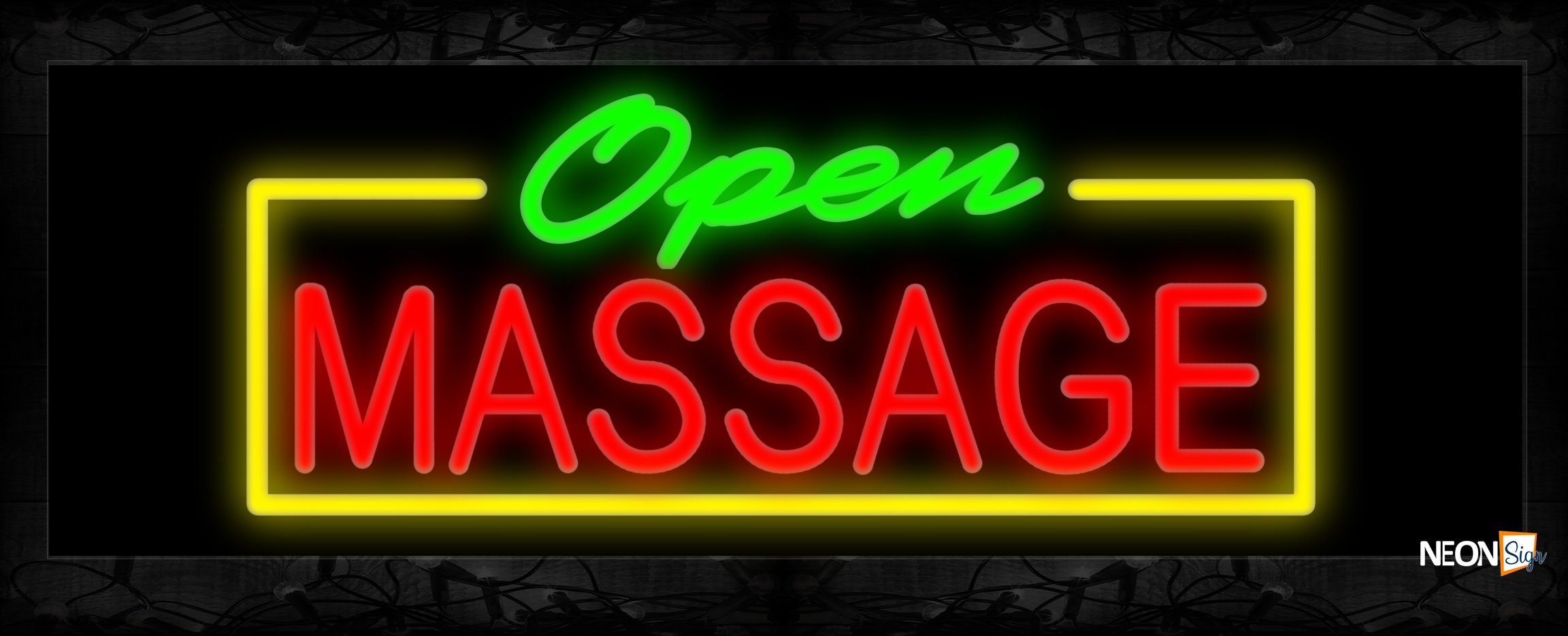 Image of Open Message With Border Neon Sign