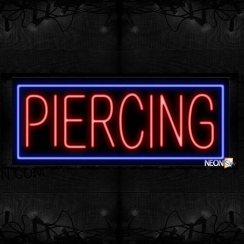 Image of Piercing With Blue Border Neon Sign