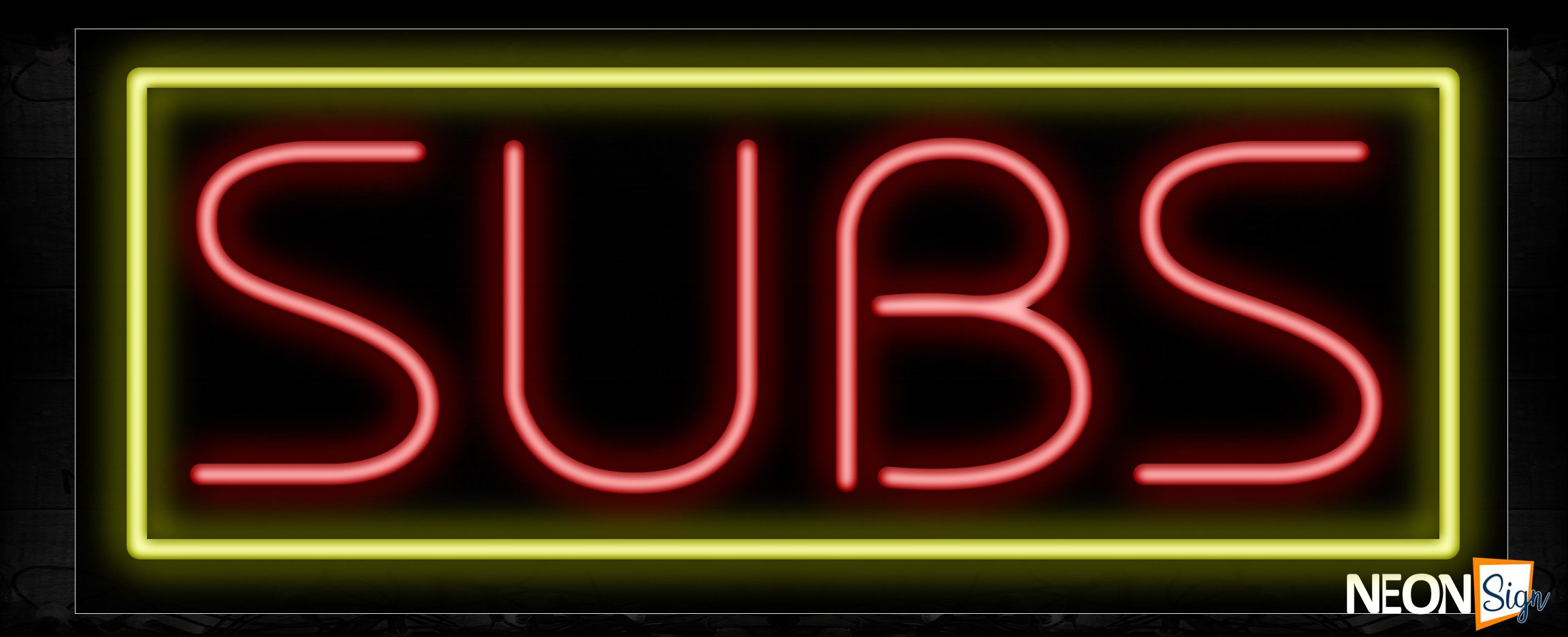 Image of Subs In Red And Yellow Border Neon Sign