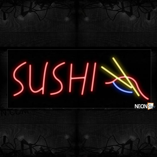 Image of 10632 Sushi with logo Neon Sign_13x32 Black Backing