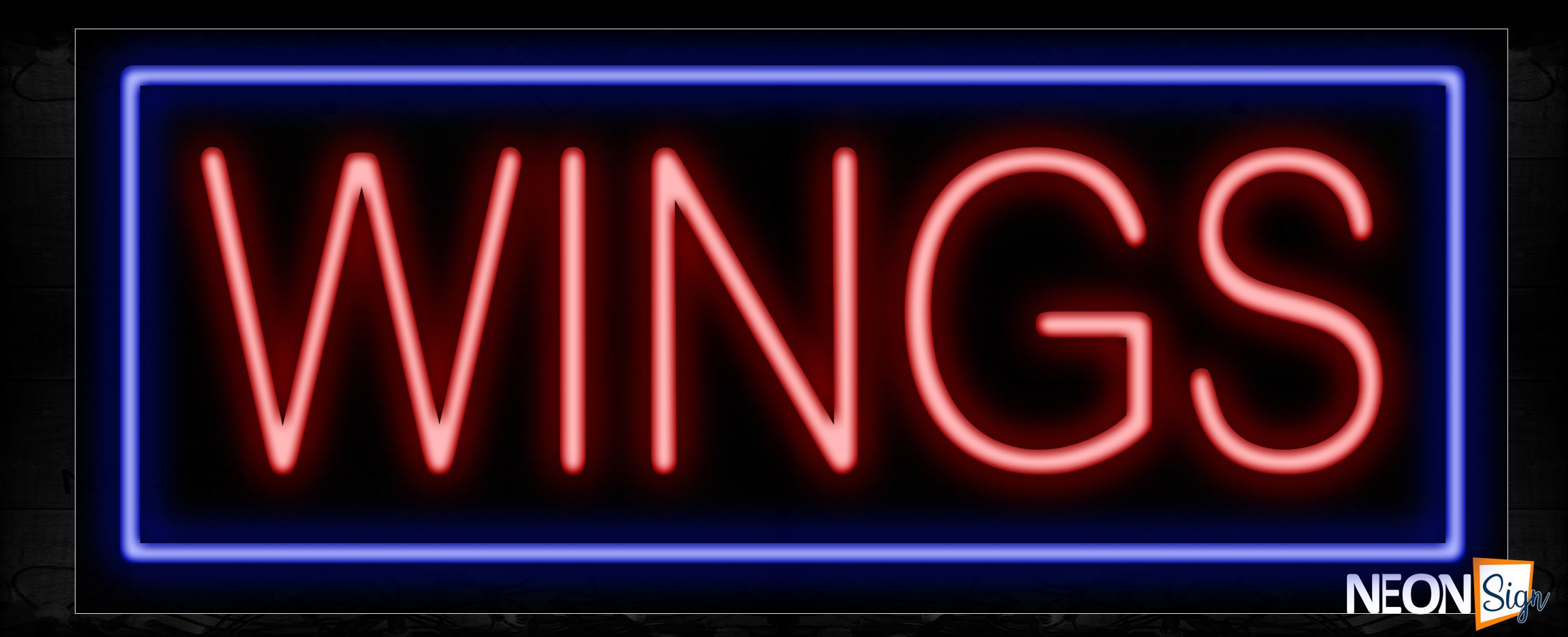 Image of Wings In Red With Blue Border Neon Sign