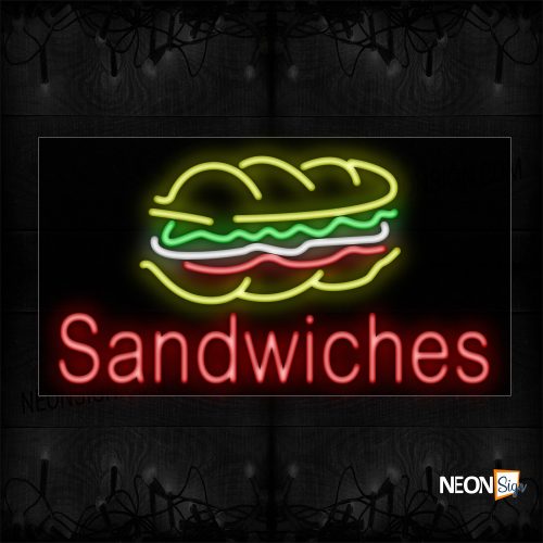 Image of Sandwiches In Red With Logo Neon Sign