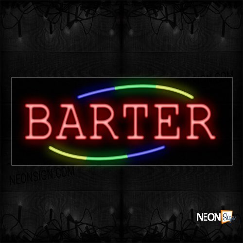 Image of Barber In Red With Colorful Arc Border Neon Sign