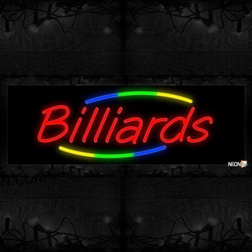 Image of Billiards In Red With Colorful Arc Border Neon Sign