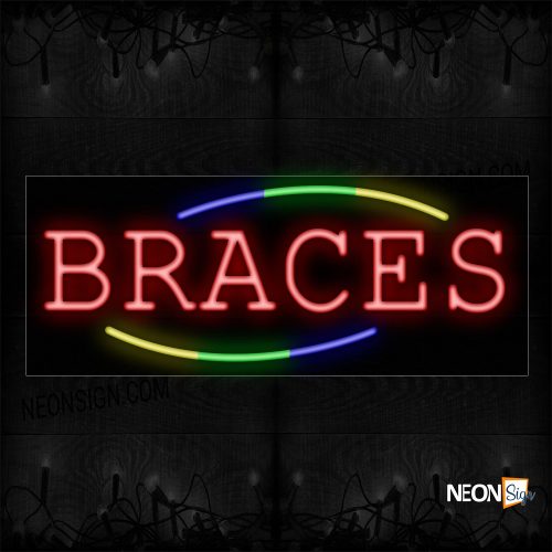 Image of 10747 Braces with 3 colors curve Neon Sign_13x32 Black Backing