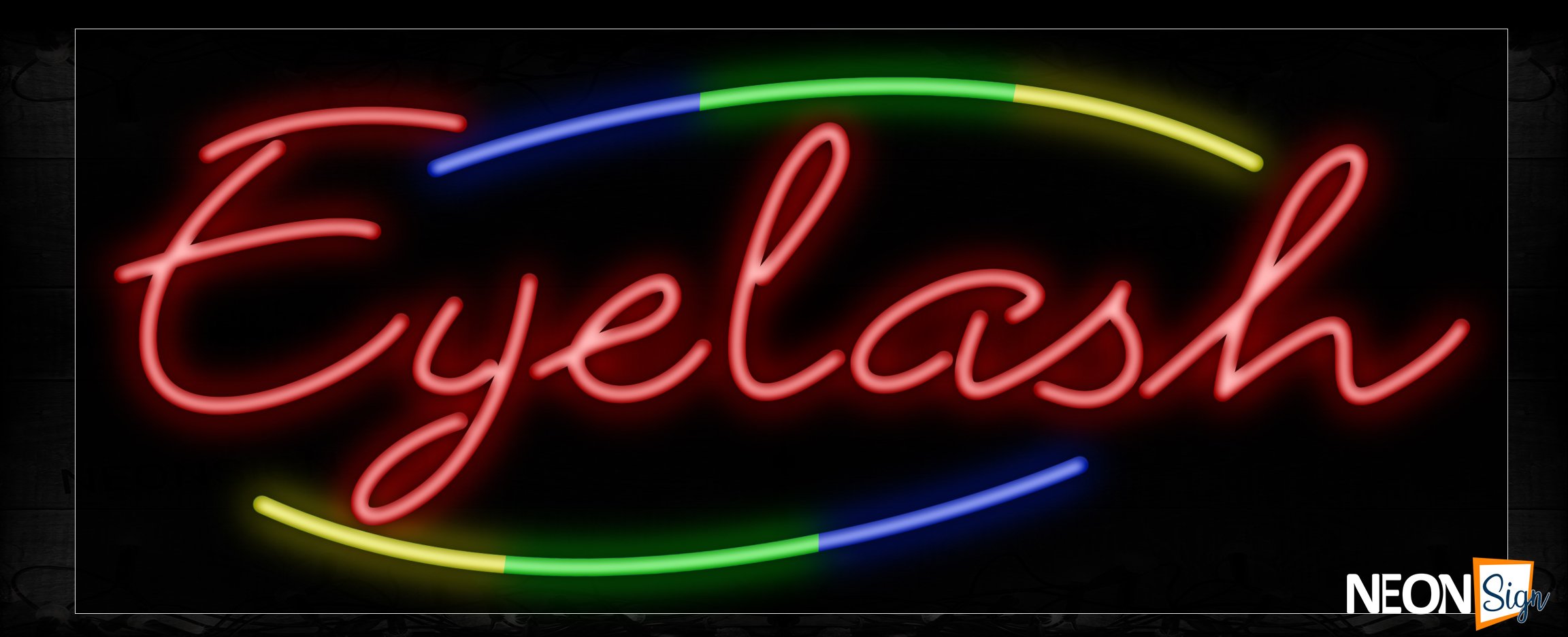 Image of Eyelash With Colorful Arc Border Neon Sign