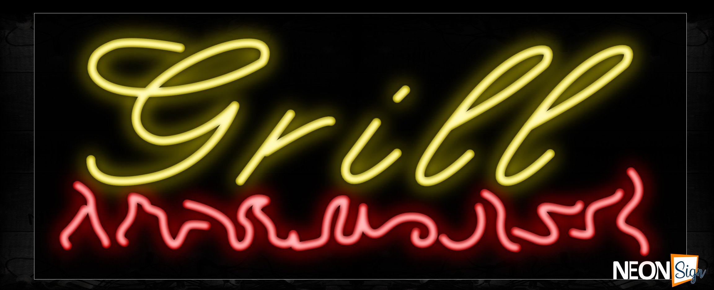 Image of Grill With Red Lines Neon Sign