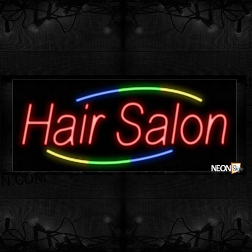Image of Hair Salon With Colorful Arc Border Neon Sign