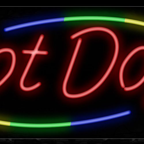 Image of Hot Dogs With Colorful Arc Border Neon Sign