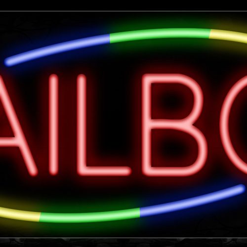 Image of Mailbox In Red With Colorful Arc Border Neon Sign