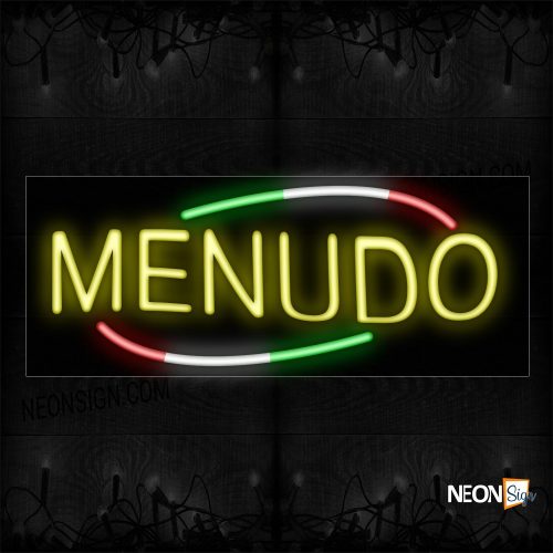 Image of Menudo In Yellow With Colorful Arc Border Neon Sign