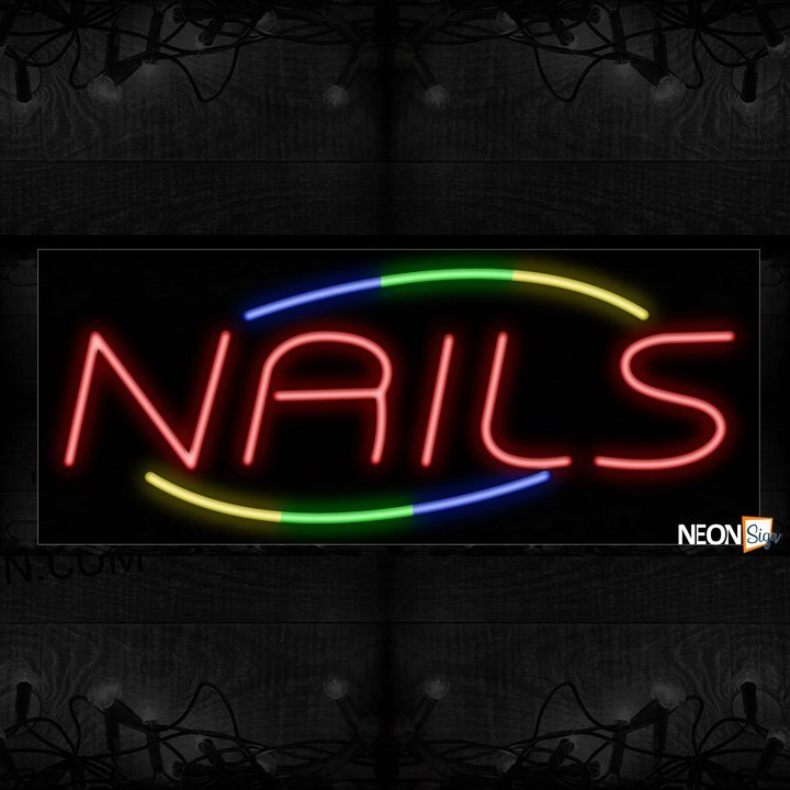Image of Nails With Arc Border Sign Neon Sign