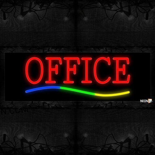 Image of Office In Red With Colorful Lines Neon Sign