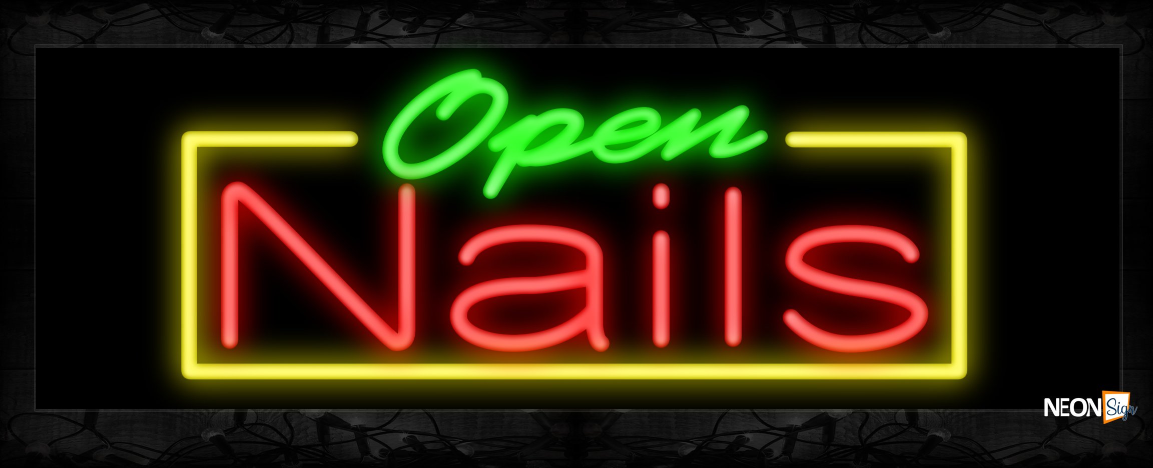 Image of Open Nails With Border Neon Sign