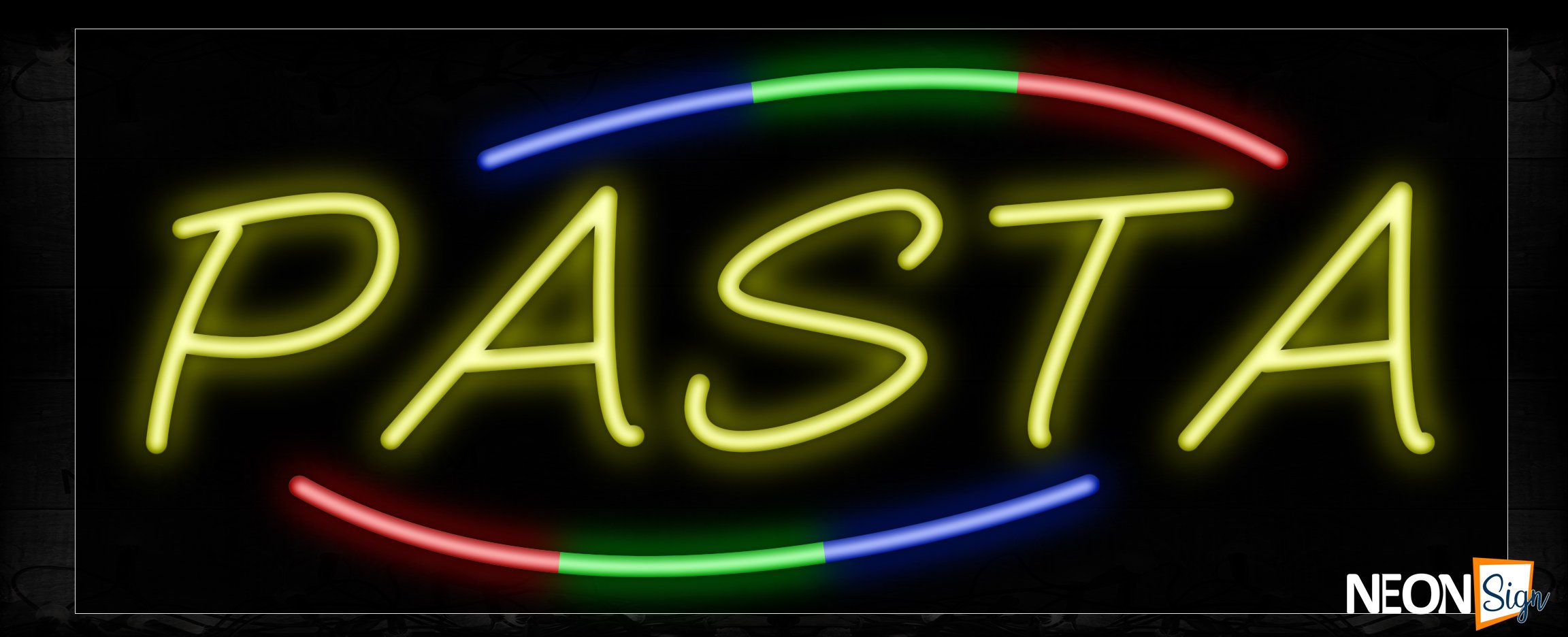 Image of Pasta With Colored Ellipse Neon Sign