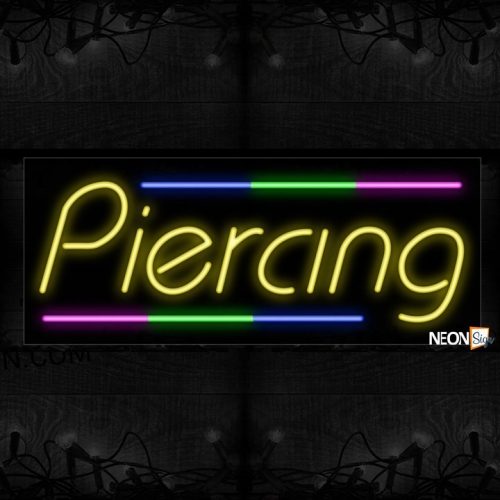 Image of Piercing With Colorful Lines Neon Sign