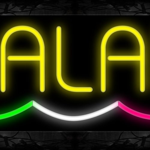 Image of Salad In Yellow With Colorful Waves Neon Sign