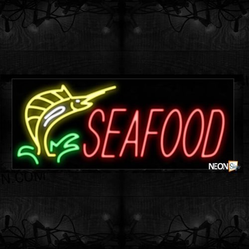 Image of Seafood With Yellow Fish Neon Sign