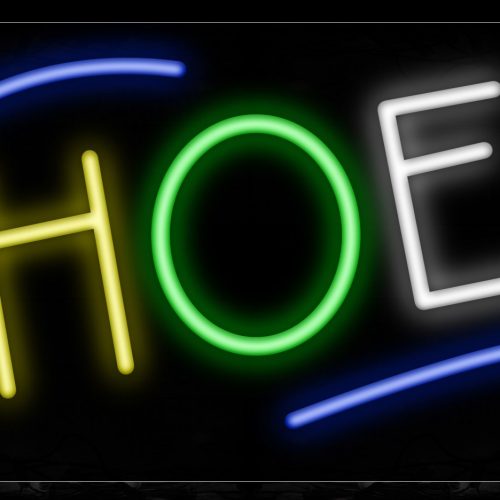 Image of Colorful Shoe With Blue Lines Neon Sign