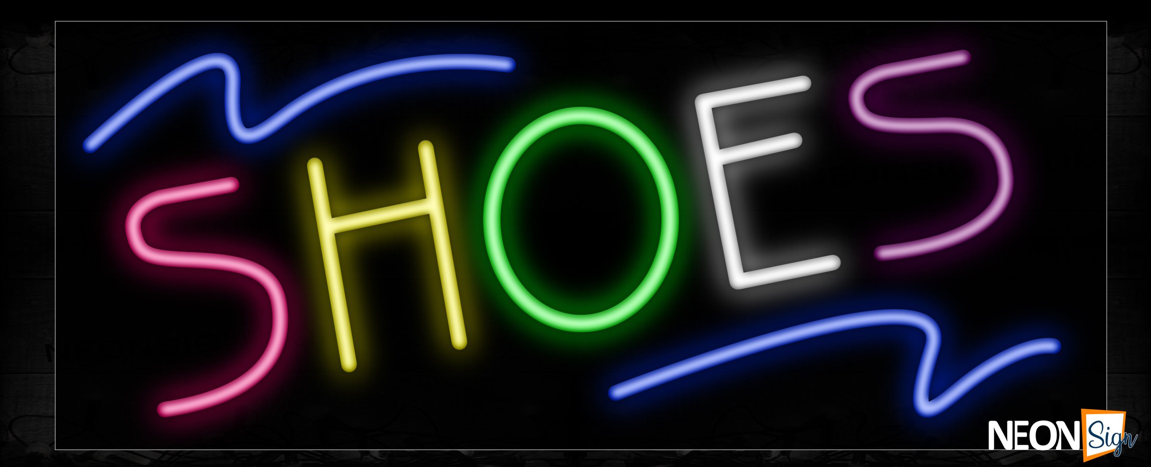Image of Colorful Shoe With Blue Lines Neon Sign
