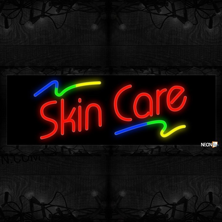 Image of Skin Care With Colorful Lines Neon Sign