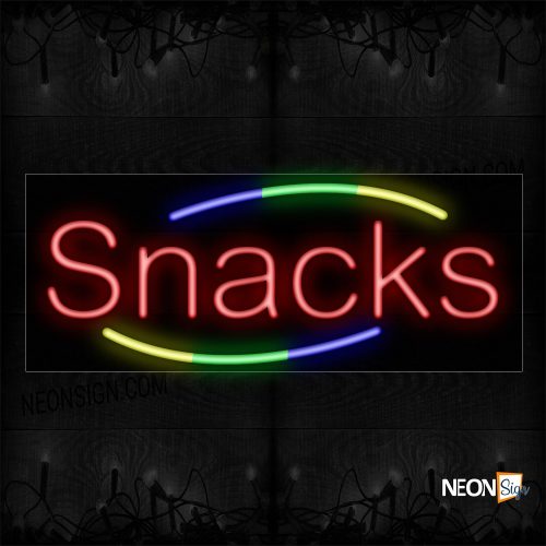 Image of Snacks In Red With Colorful Arc Border Neon Sign