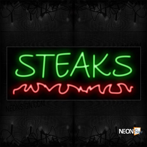 Image of Steaks With Wavy Line Neon Sign