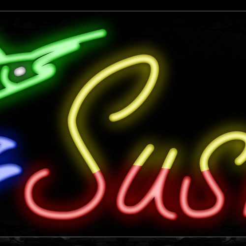 Image of 10909 Sushi With A Sword Fish On The Left Traditional Neon_13x32 Black Backing
