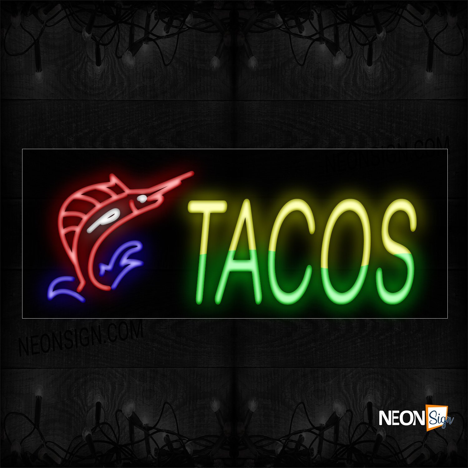 Image of Tacos And Shrimp Logo Neon Sign