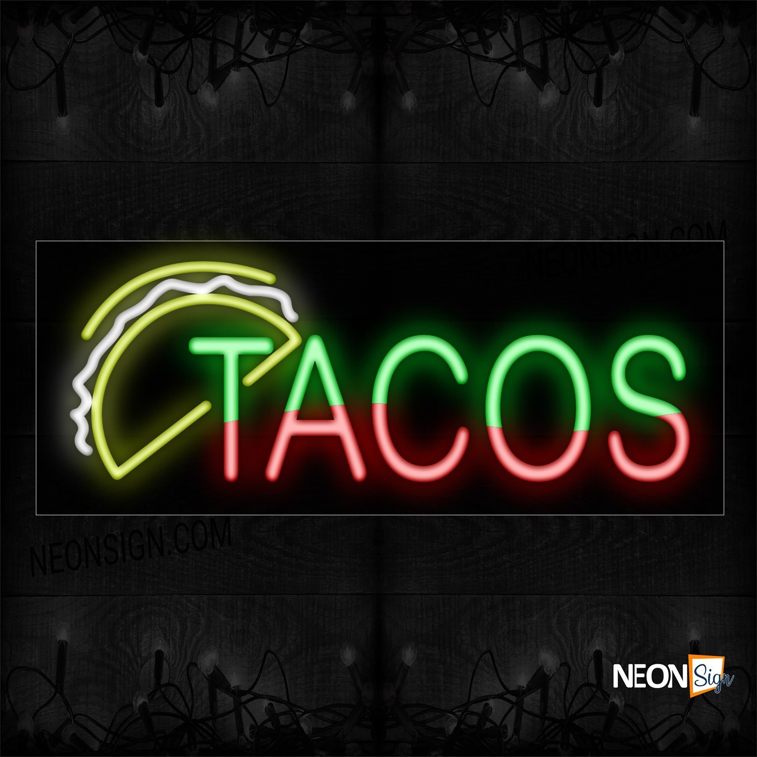 Image of Tacos In 2 Tone Color With Logo Neon Sign