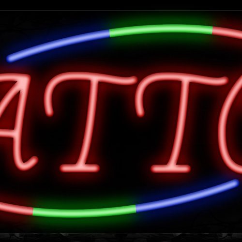 Image of Tattoo With Colorful Arc Border Neon Sign