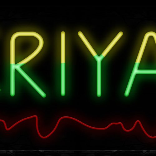 Image of 10920 Teriyaki in with red wave lines Neon Sign_13x32 Black Backing