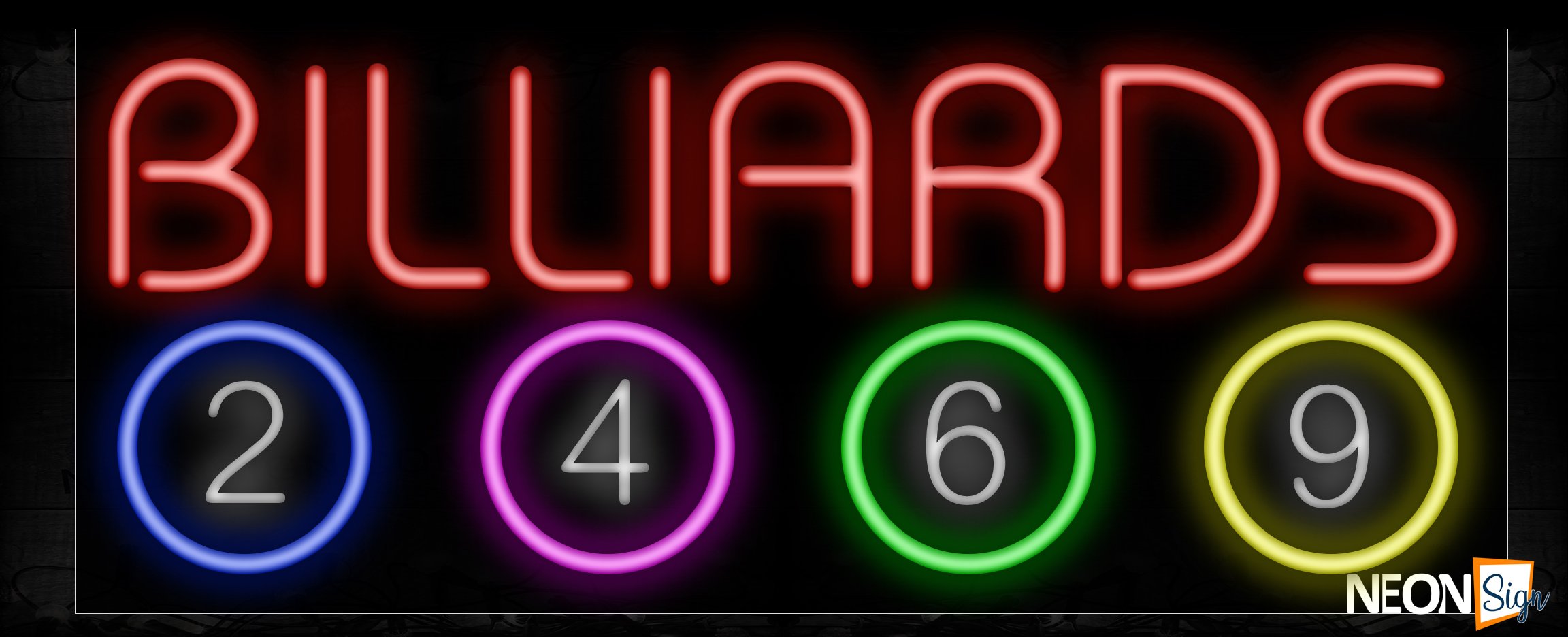 Image of Billiards In Red With Number 2-4-6-9 Ball Neon Sign