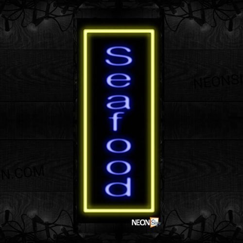 Image of Vertical Seafood With Yellow Border Neon Sign