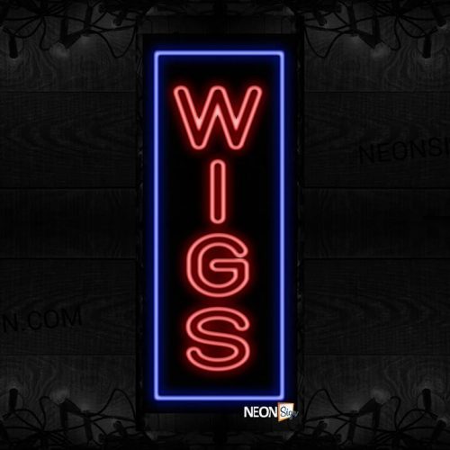 Image of Wigs On Vertical And Outlined All Caps Neon Sign