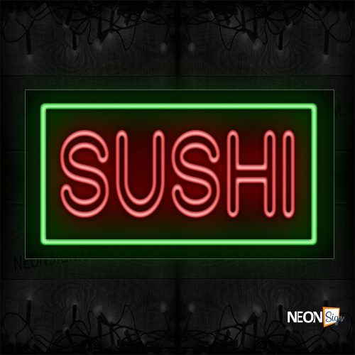 Image of Sushi red with green border Neon Sign
