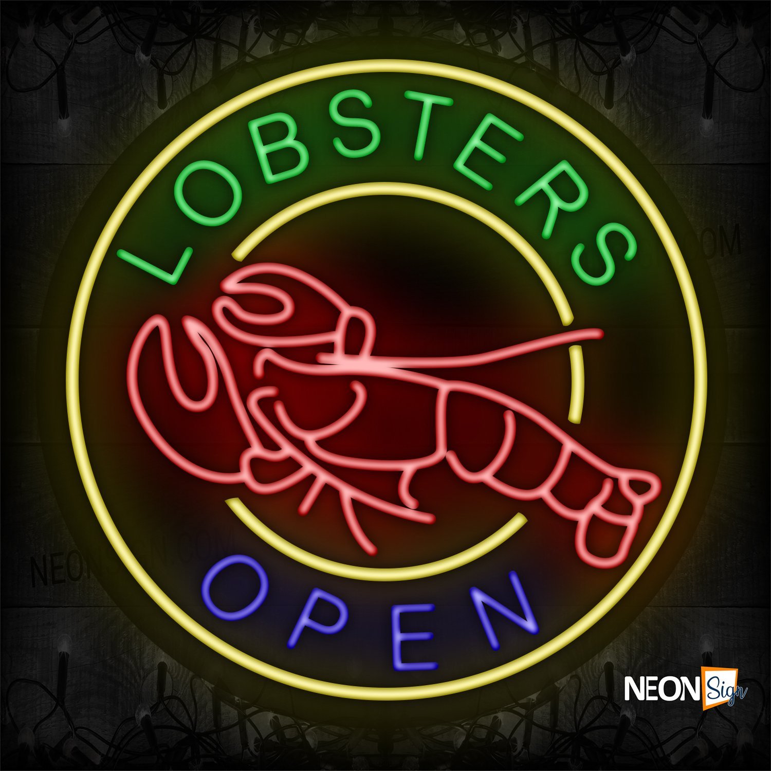 Image of Red Lobsters Open Neon Sign