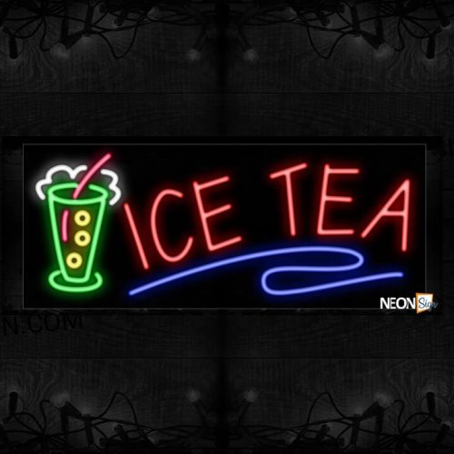 Image of Ice Tea With Blue Line And Smoothies Logo Neon Sign